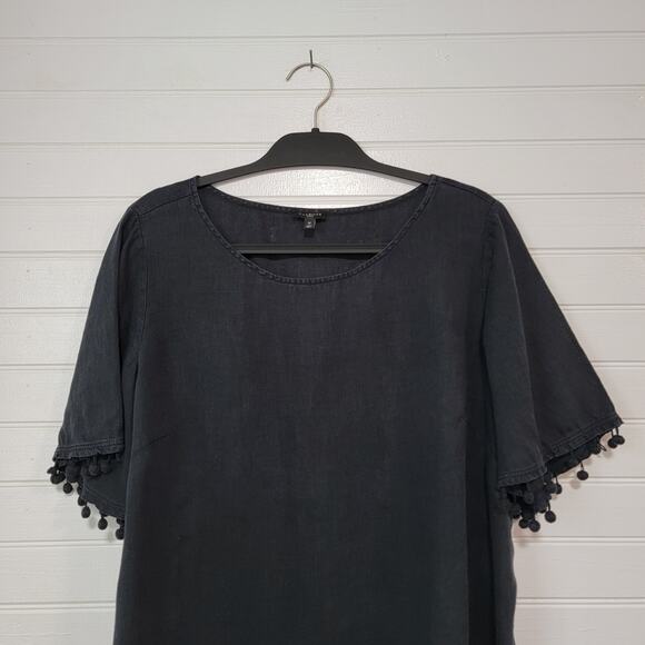 Talbots Plus Size 1X 100% Linen Tasseled Lagenlook Boho Cottage Nautical Top - Picture 2 of 11